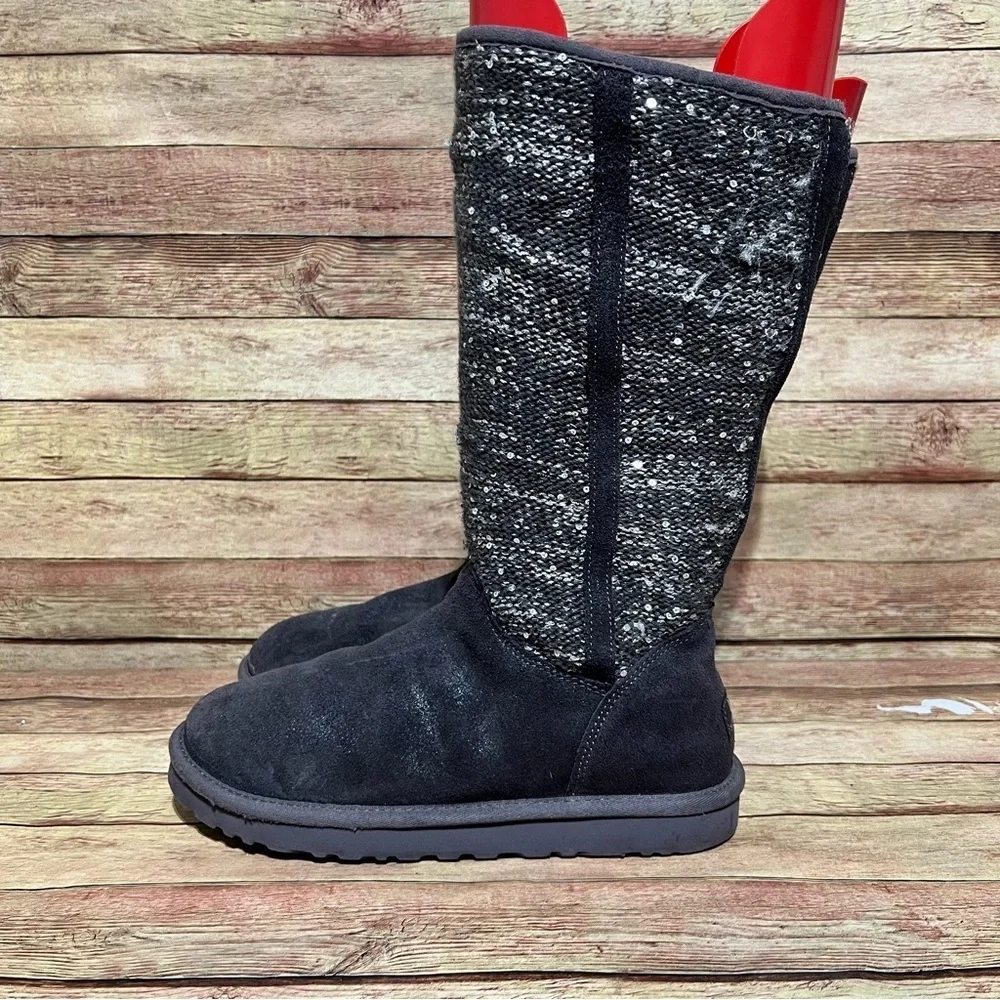 Ugg Grey Whipstitch Trim Boots